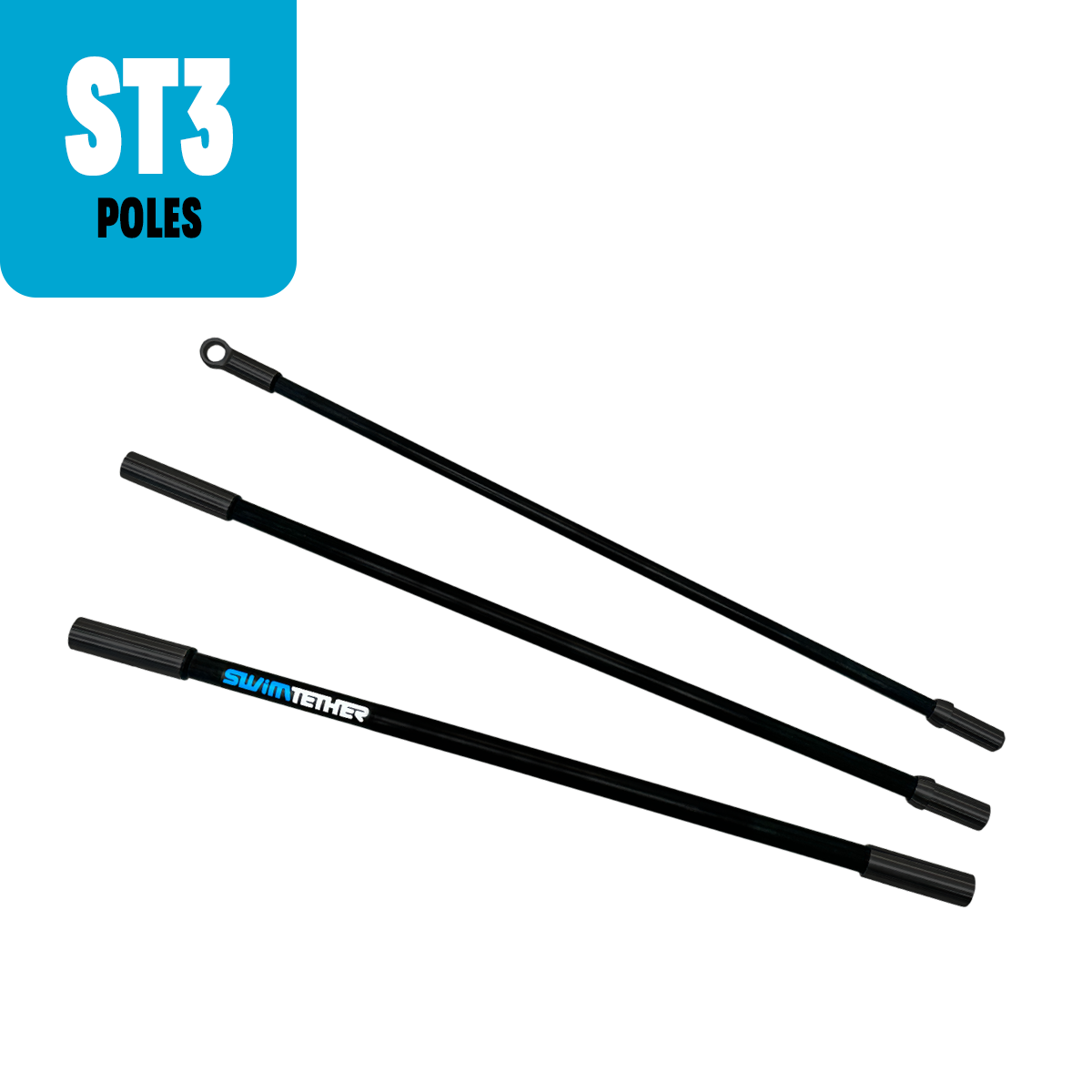 Swim Tether ST3 replacement FlexPole set — three fiberglass poles