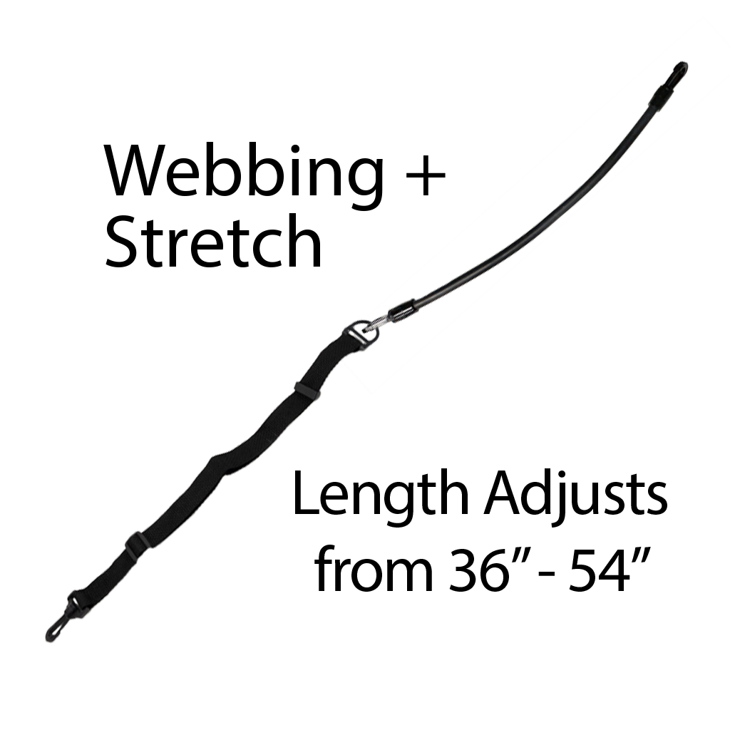 Swim Tether adjustable length stretch cord with EPDM rubber and nylon webbing