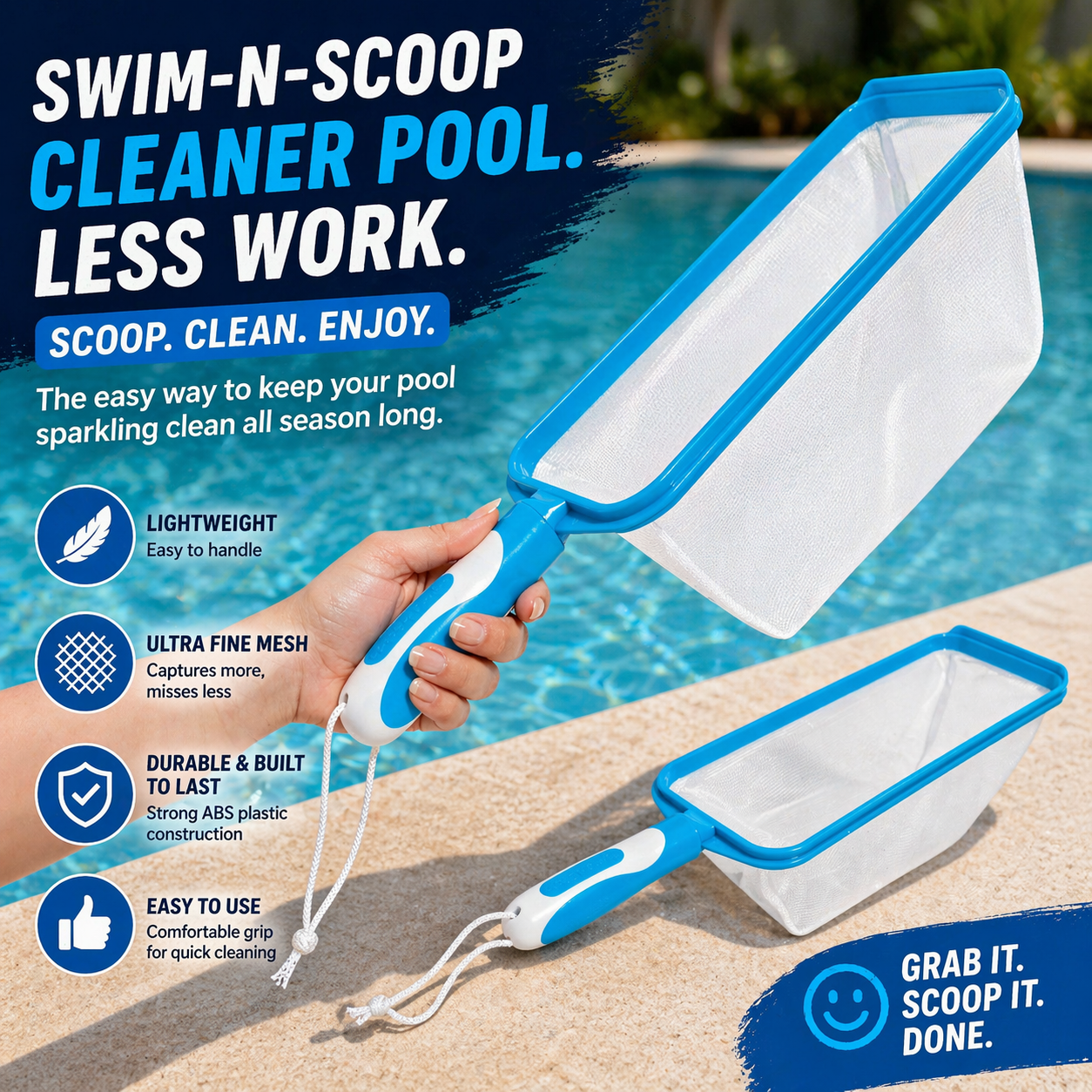 Swim-N-Scoop skimmer net front view