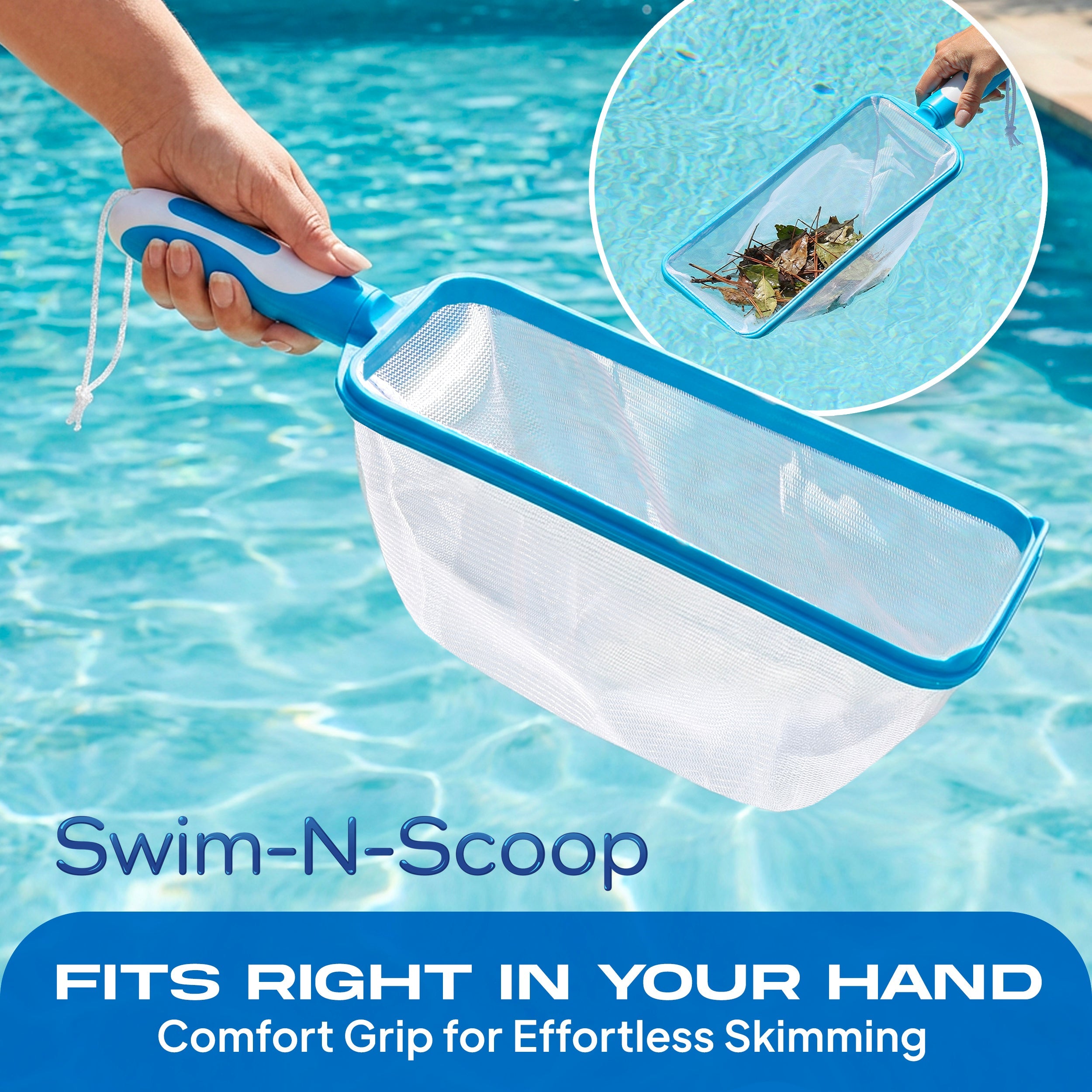 Swim-N-Scoop multi-environment use — pools, spas, fountains