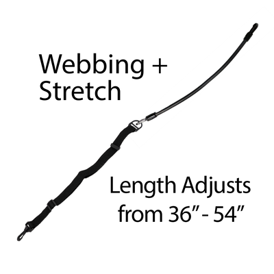 Swim Tether adjustable length stretch cord with EPDM rubber and nylon webbing